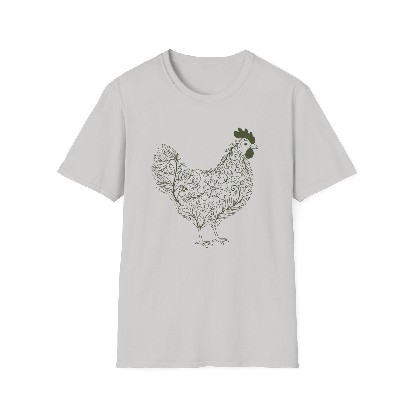 Floral Hen Line Art Shirt | Minimal Farmhouse Botanical Design
