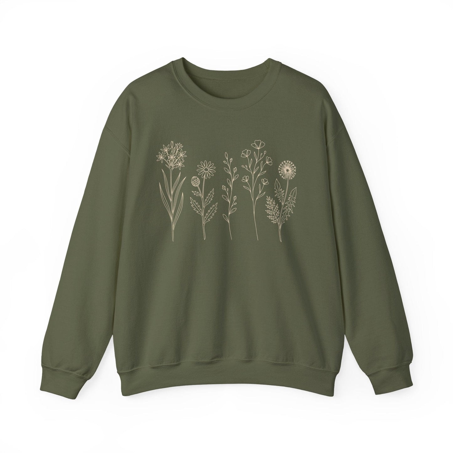 Minimal Wildflower Line Art Shirt | Botanical Sketch Floral Sweatshirt