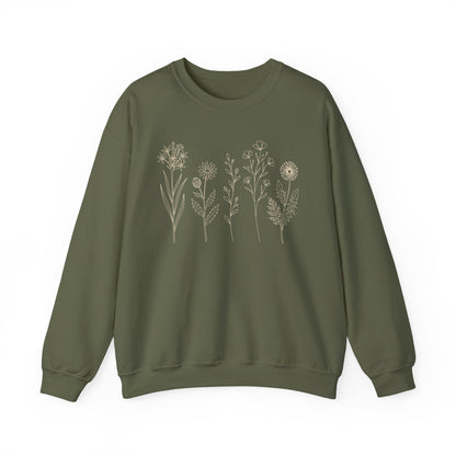 Minimal Wildflower Line Art Shirt | Botanical Sketch Floral Sweatshirt