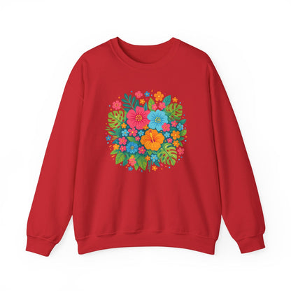 Tropical Bloom Floral Sweatshirt | Bright Botanical Spring Design