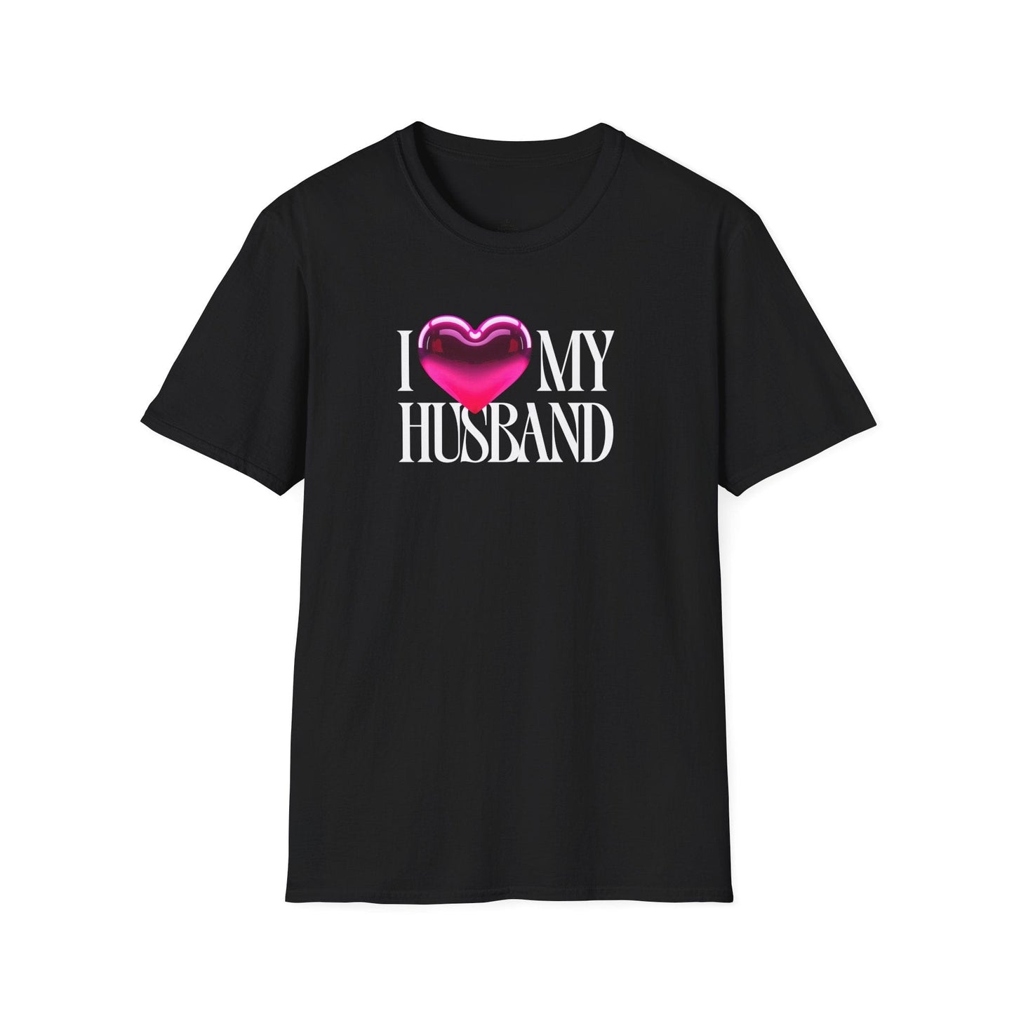 Glossy Pink Heart Husband Valentine T-Shirt – Modern Minimal Love Design