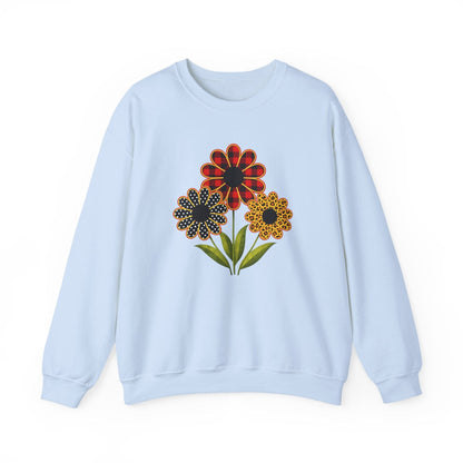 Patterned Floral Trio Sweatshirt | Buffalo Plaid, Polka Dot & Leopard Spring Design