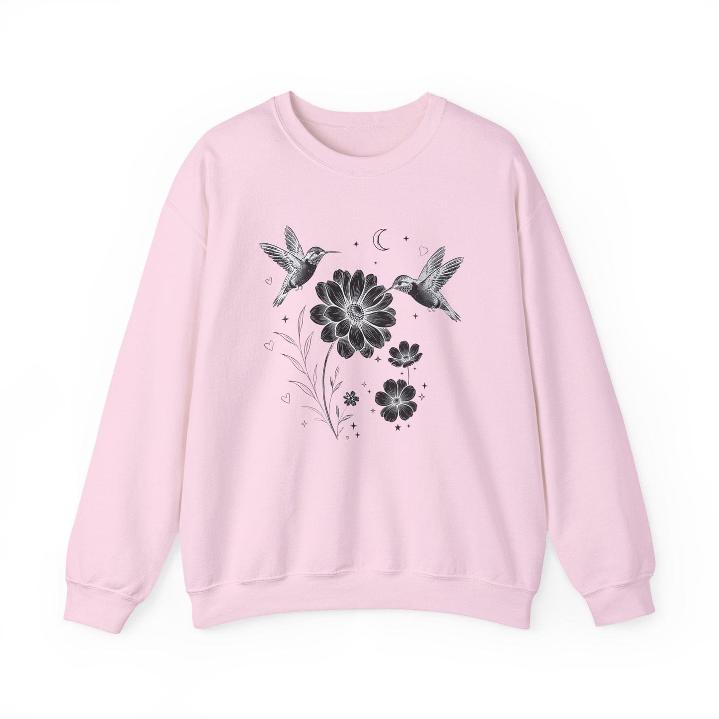 Hummingbird & Wildflower Sweatshirt | Minimal Botanical Nature Design