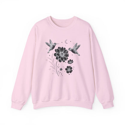 Hummingbird & Wildflower Sweatshirt | Minimal Botanical Nature Design