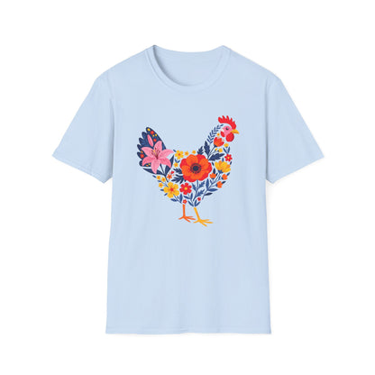 Floral Chicken Shirt | Folk Art Spring Farm Design