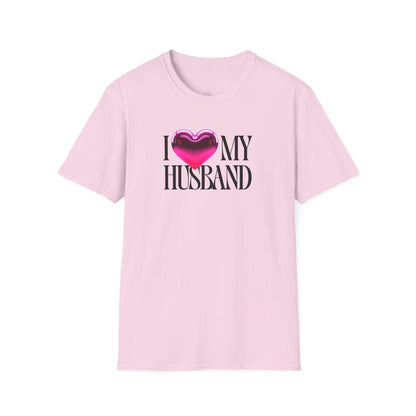 Glossy Pink Heart Husband Valentine T-Shirt – Modern Minimal Love Design