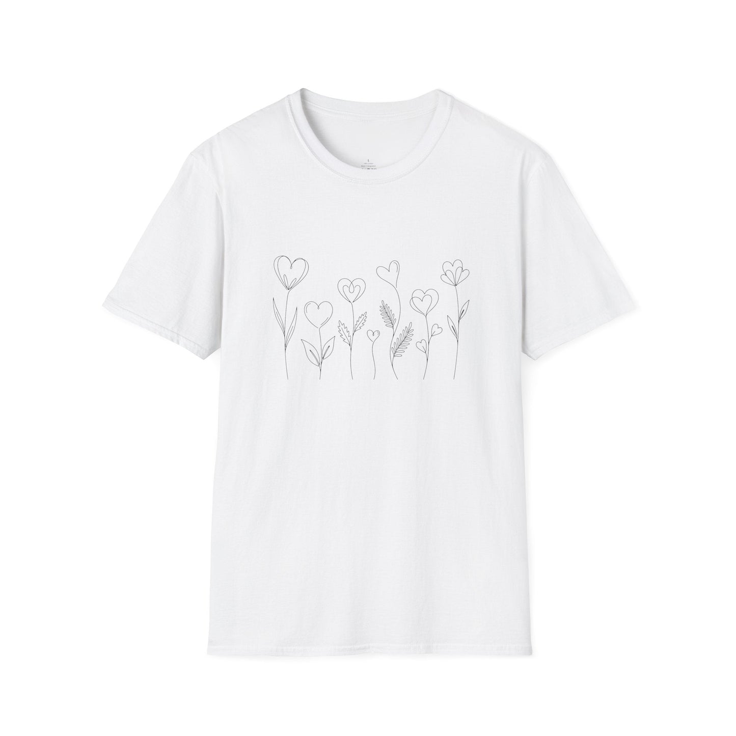 Delicate Heart Flower Valentine Shirt | Minimal Romantic Line Art Tee
