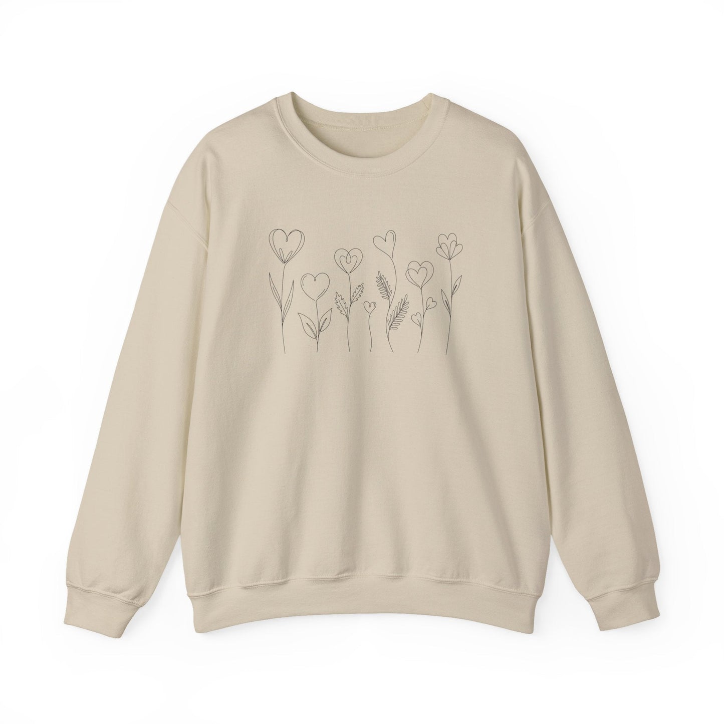 Delicate Heart Flower Valentine Shirt | Minimal Romantic Line Art Sweatshirt