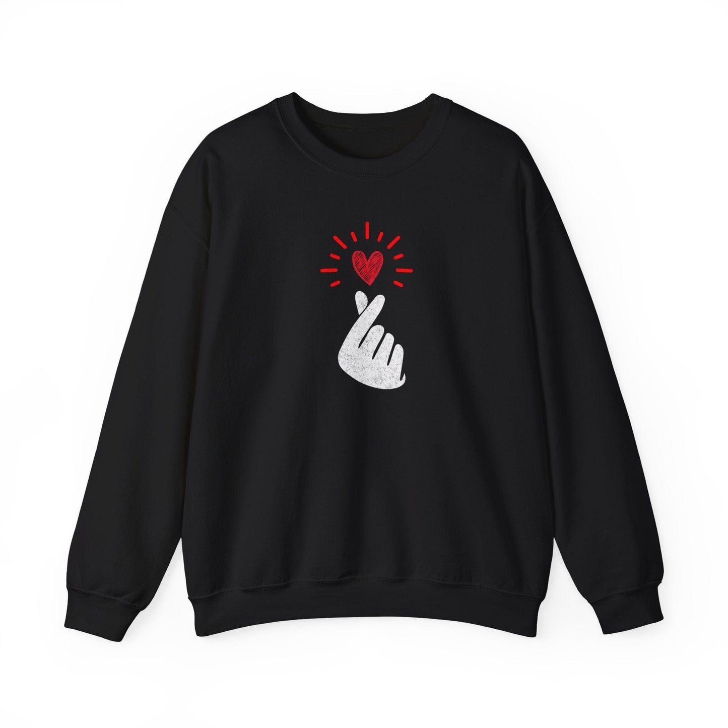 Mini Heart Gesture Shirt | Minimal Love Hand Heart Sweatshirt