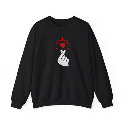 Mini Heart Gesture Shirt | Minimal Love Hand Heart Sweatshirt