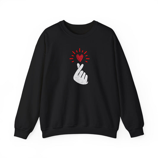 Mini Heart Gesture Shirt | Minimal Love Hand Heart Sweatshirt