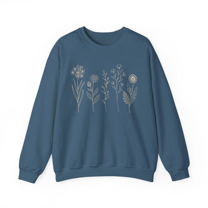 Minimal Wildflower Line Art Shirt | Botanical Sketch Floral Sweatshirt
