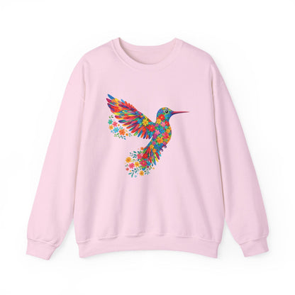 Vibrant Hummingbird Floral Shirt | Colorful Botanical Graphic Sweatshirt