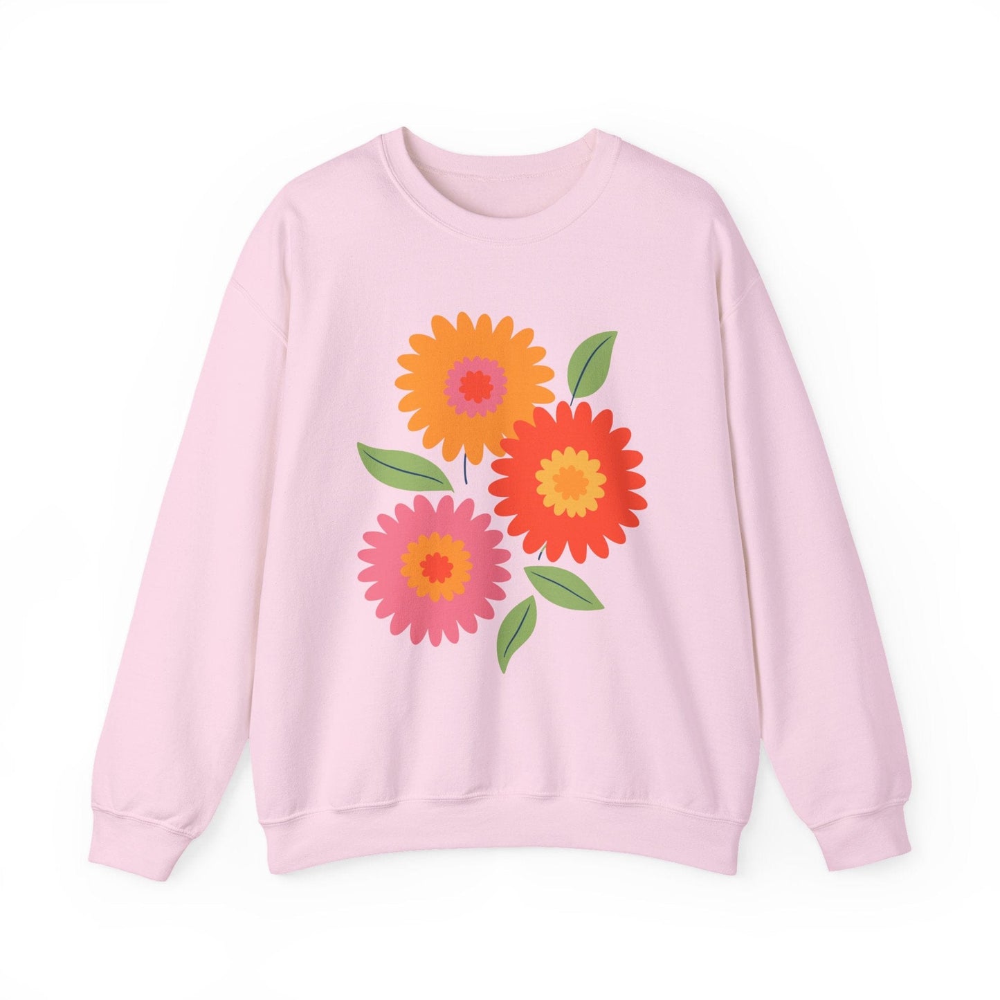 Retro Spring Flowers Sweatshirt | Colorful Minimal Floral Design