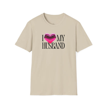 Glossy Pink Heart Husband Valentine T-Shirt – Modern Minimal Love Design
