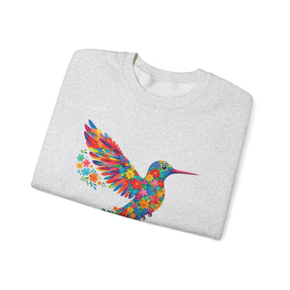 Vibrant Hummingbird Floral Shirt | Colorful Botanical Graphic Sweatshirt