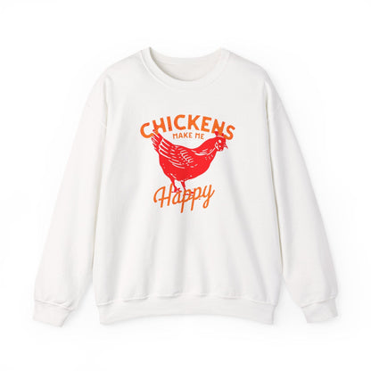 Chickens Make Me Happy Sweatshirt | Funny Farm Life Graphic Tee