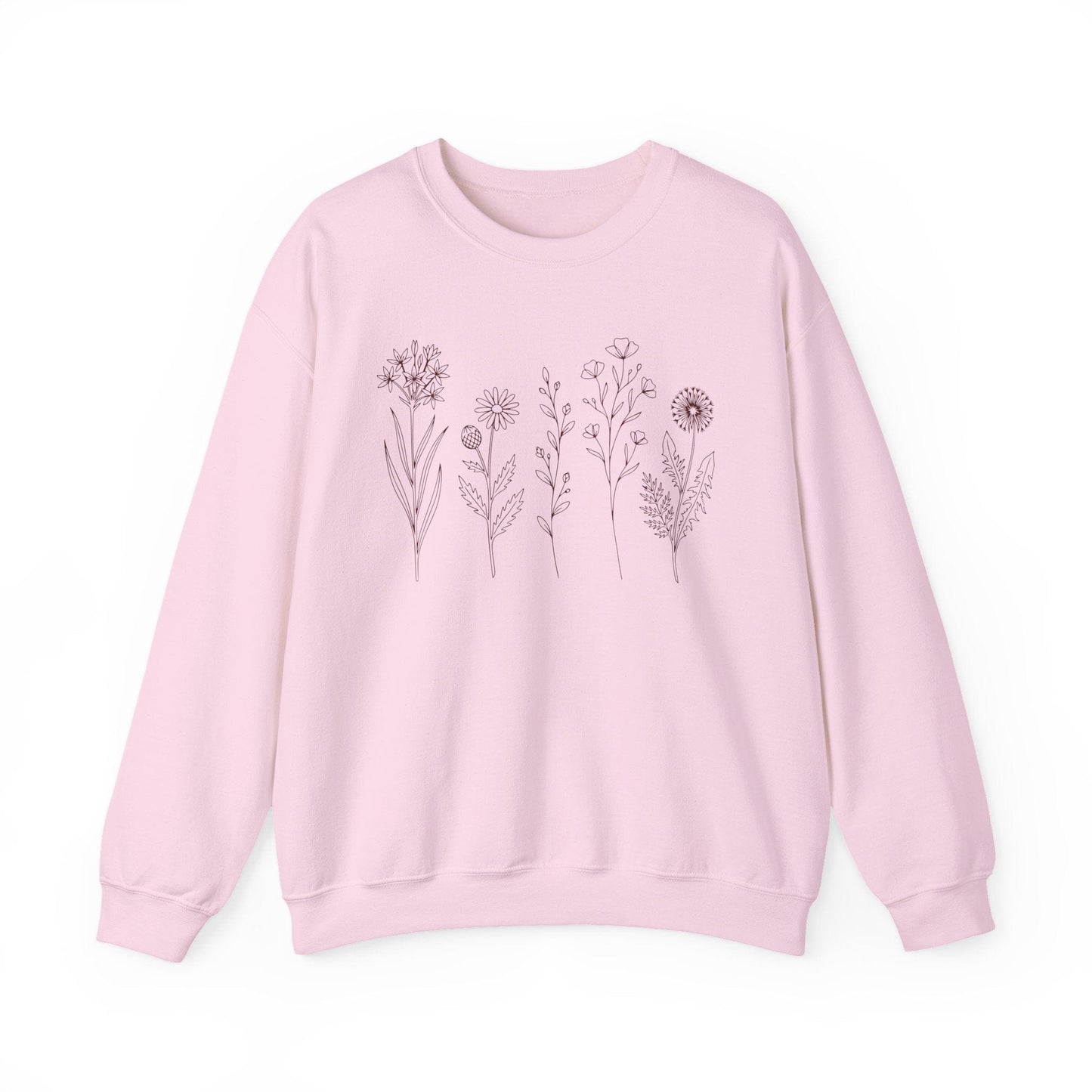 Minimal Wildflower Line Art Shirt | Botanical Sketch Floral Sweatshirt
