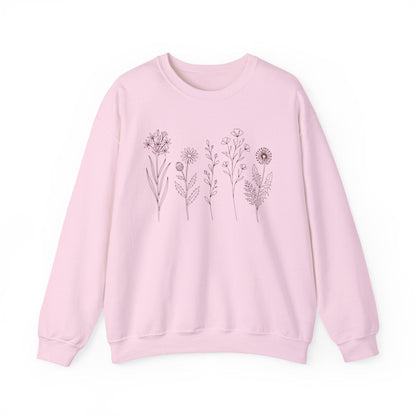 Minimal Wildflower Line Art Shirt | Botanical Sketch Floral Sweatshirt