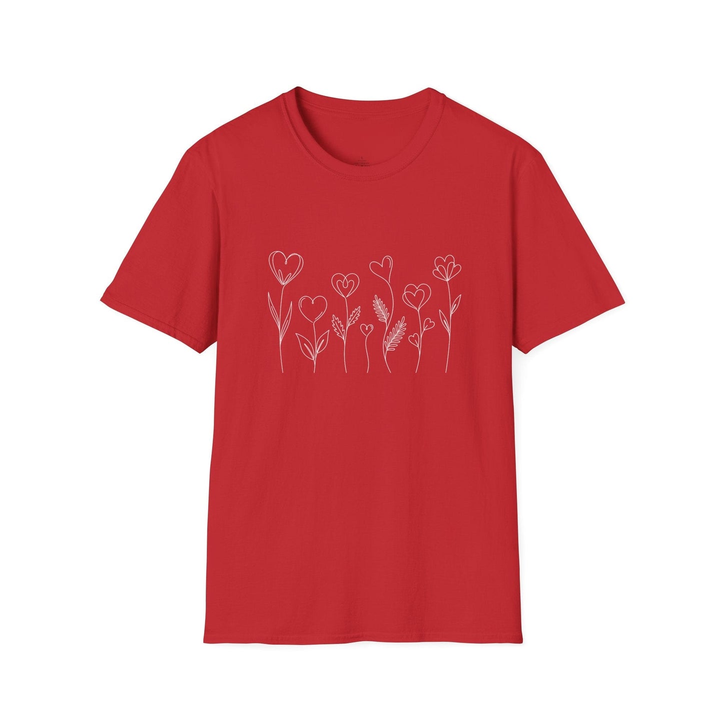 Delicate Heart Flower Valentine Shirt | Minimal Romantic Line Art Tee