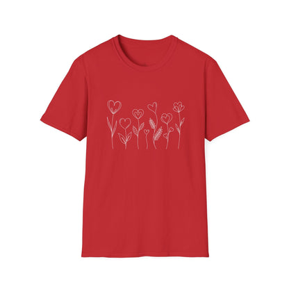Delicate Heart Flower Valentine Shirt | Minimal Romantic Line Art Tee