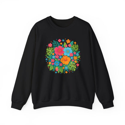 Tropical Bloom Floral Sweatshirt | Bright Botanical Spring Design