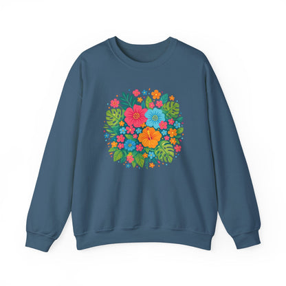 Tropical Bloom Floral Sweatshirt | Bright Botanical Spring Design