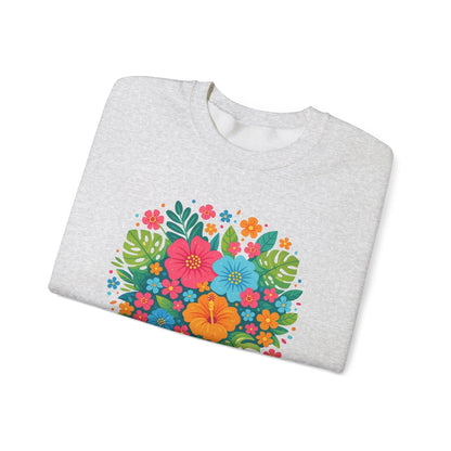 Tropical Bloom Floral Sweatshirt | Bright Botanical Spring Design