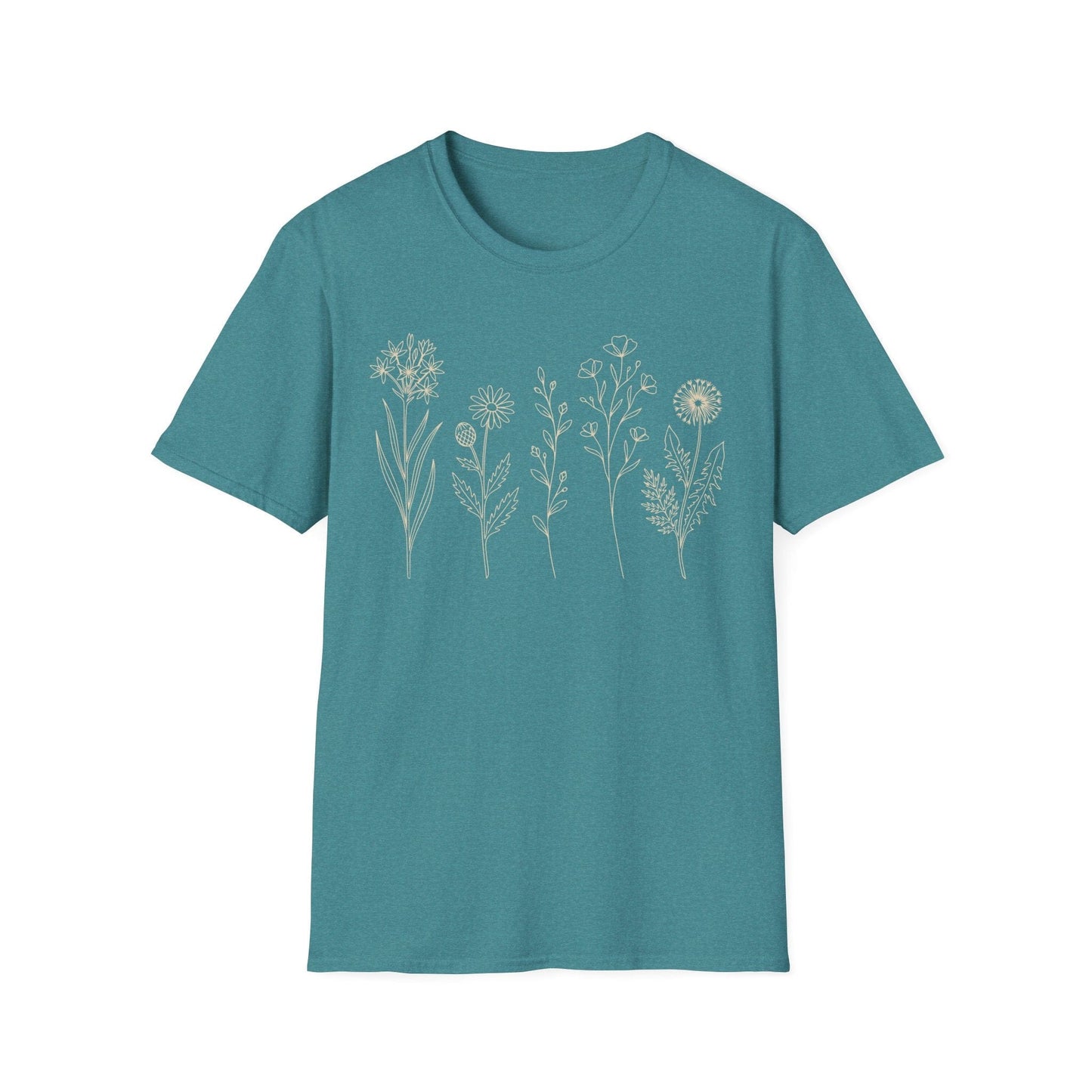 Minimal Wildflower Line Art Shirt | Botanical Sketch Floral Graphic Tee