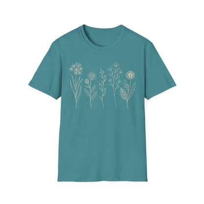 Minimal Wildflower Line Art Shirt | Botanical Sketch Floral Graphic Tee