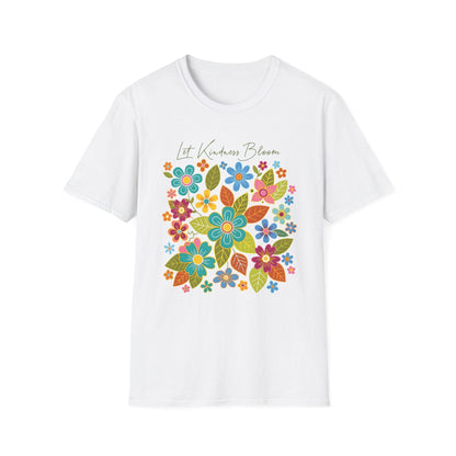 Let Kindness Bloom t-shirt | Colorful Floral Positivity Design