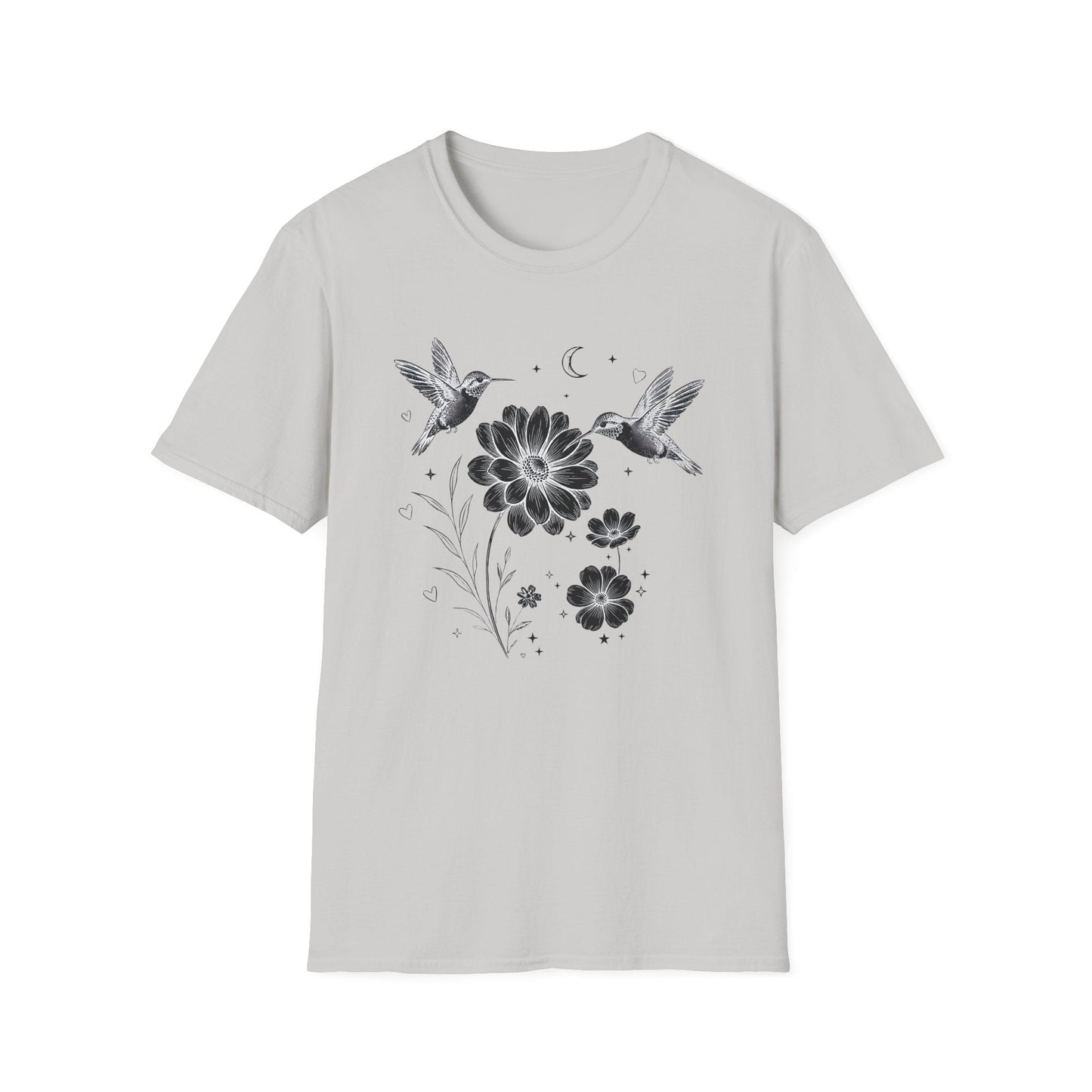 Hummingbird & Wildflower t-shirt | Minimal Botanical Nature Design