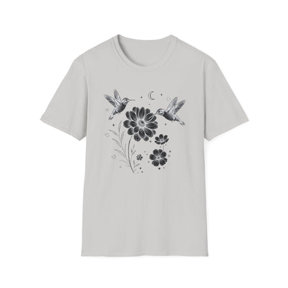 Hummingbird & Wildflower t-shirt | Minimal Botanical Nature Design