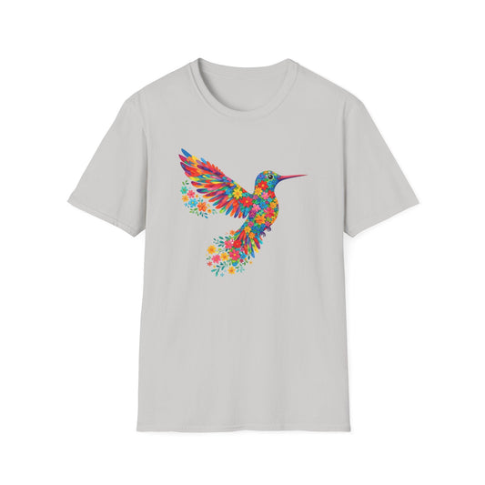 Vibrant Hummingbird Floral Shirt | Colorful Botanical Graphic t-shirt