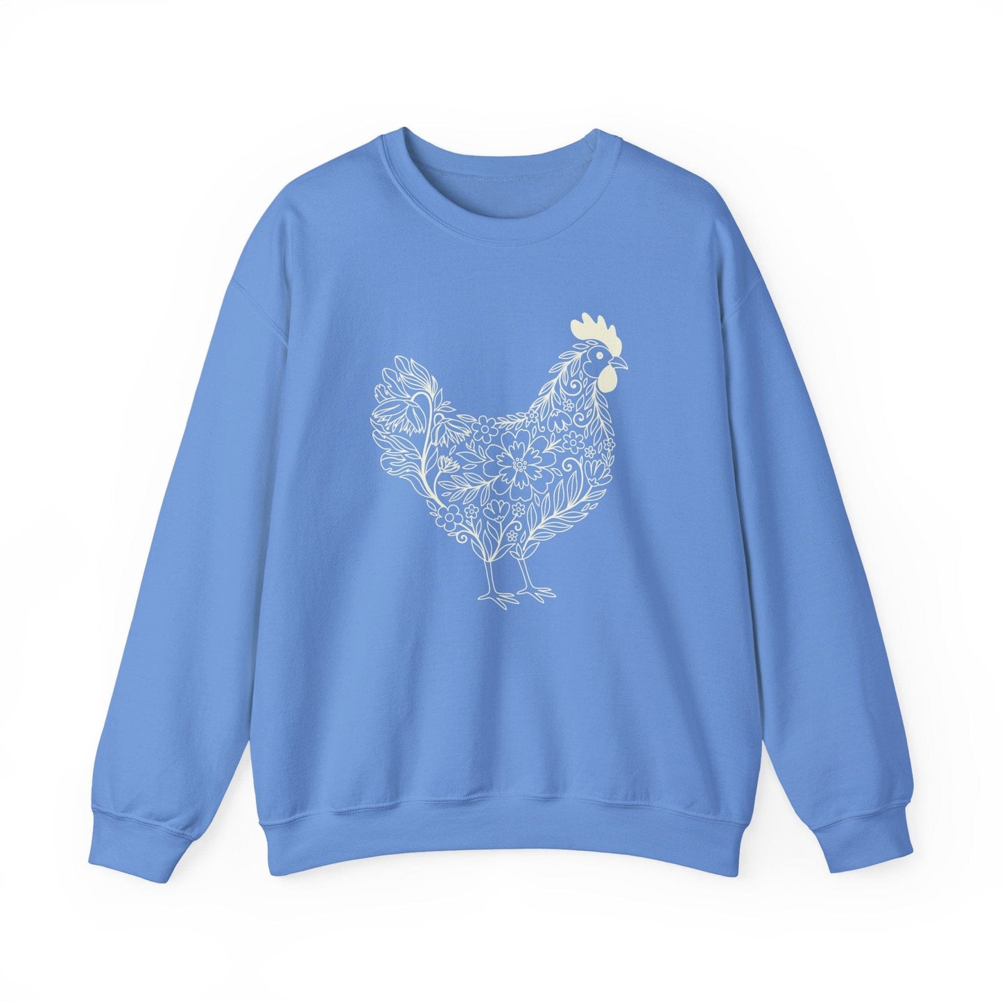 Floral Hen Line Art Sweatshirt | Minimal Farmhouse Botanical Design