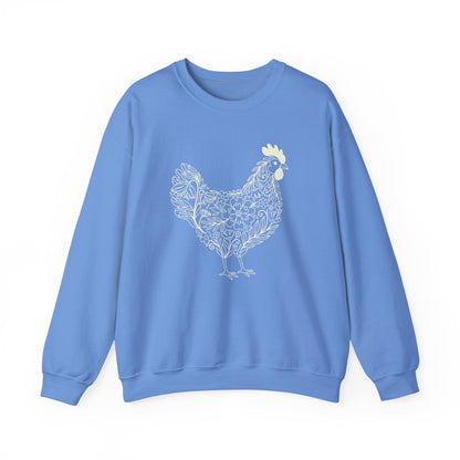 Floral Hen Line Art Sweatshirt | Minimal Farmhouse Botanical Design