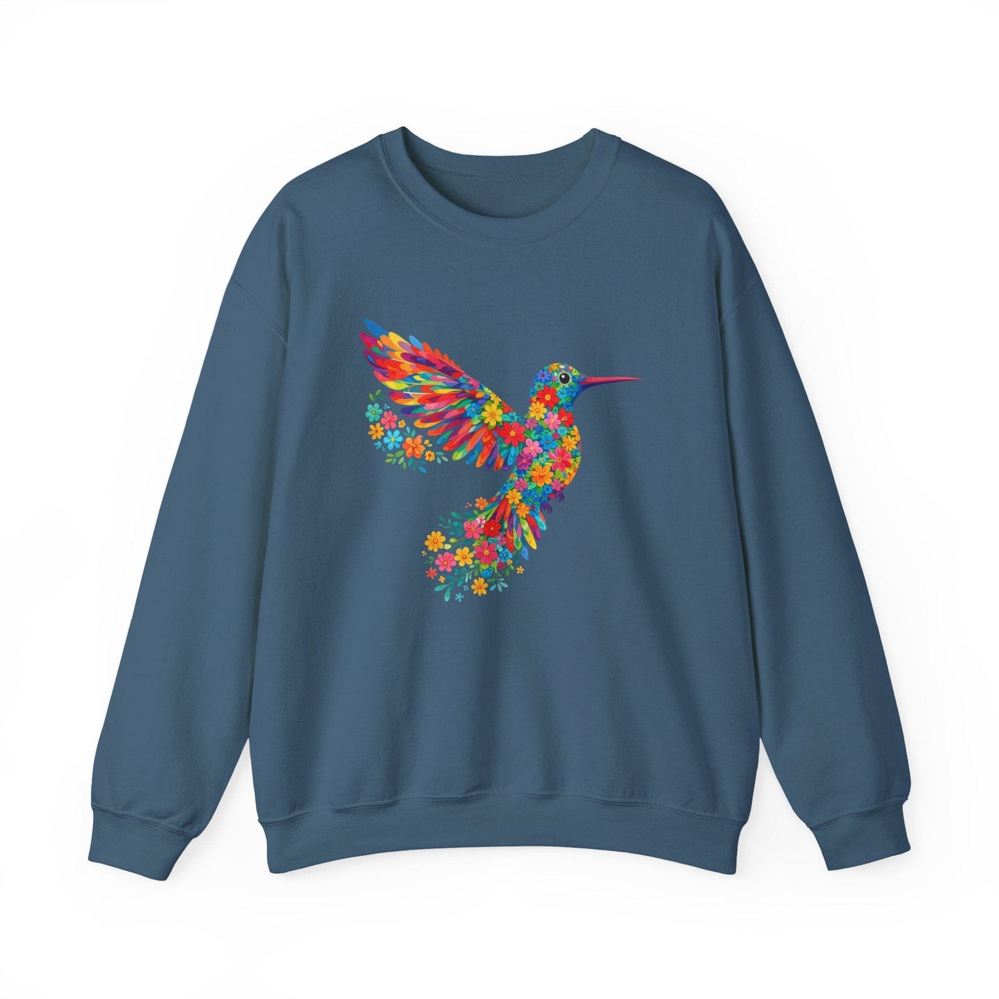 Vibrant Hummingbird Floral Shirt | Colorful Botanical Graphic Sweatshirt