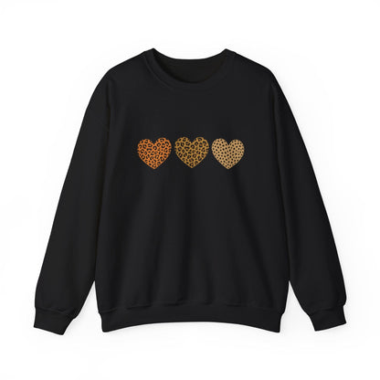 Leopard Heart Trio Valentine Shirt | Trendy Animal Print Love Sweatshirt