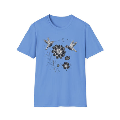 Hummingbird & Wildflower t-shirt | Minimal Botanical Nature Design