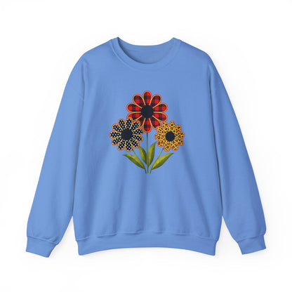 Patterned Floral Trio Sweatshirt | Buffalo Plaid, Polka Dot & Leopard Spring Design