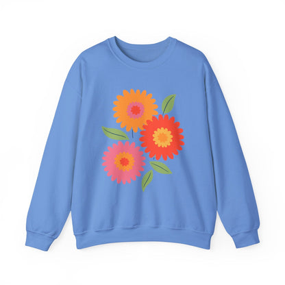 Retro Spring Flowers Sweatshirt | Colorful Minimal Floral Design