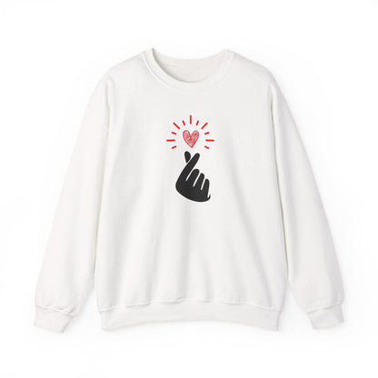Mini Heart Gesture Shirt | Minimal Love Hand Heart Sweatshirt