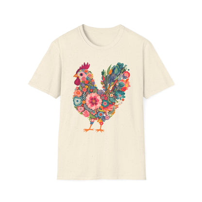 Floral Folk Hen t-shirt | Colorful Botanical Farmhouse Design