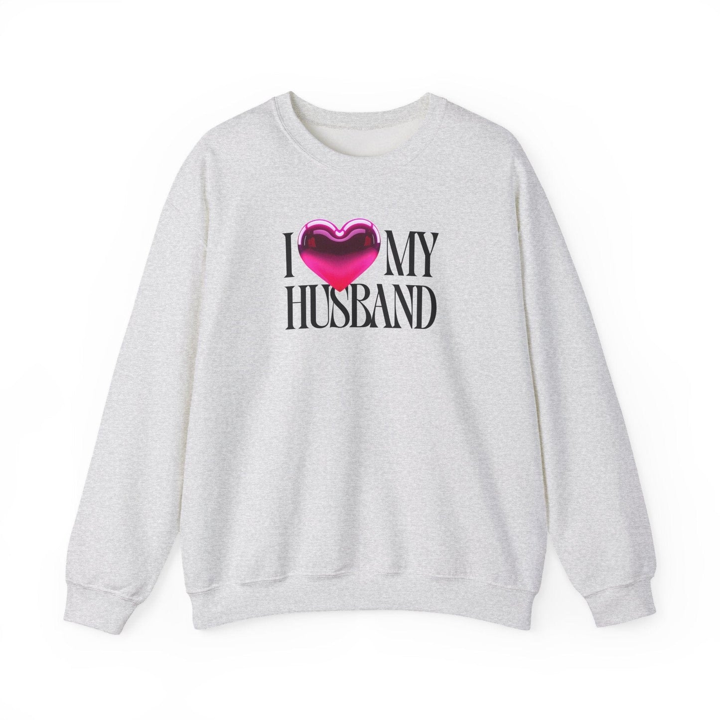 Glossy Pink Heart Husband Valentine Sweatshirt | Modern Minimal Love Design