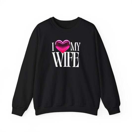 Glossy Pink Heart Wife Valentine Sweatshirt | Minimal Modern Love Design