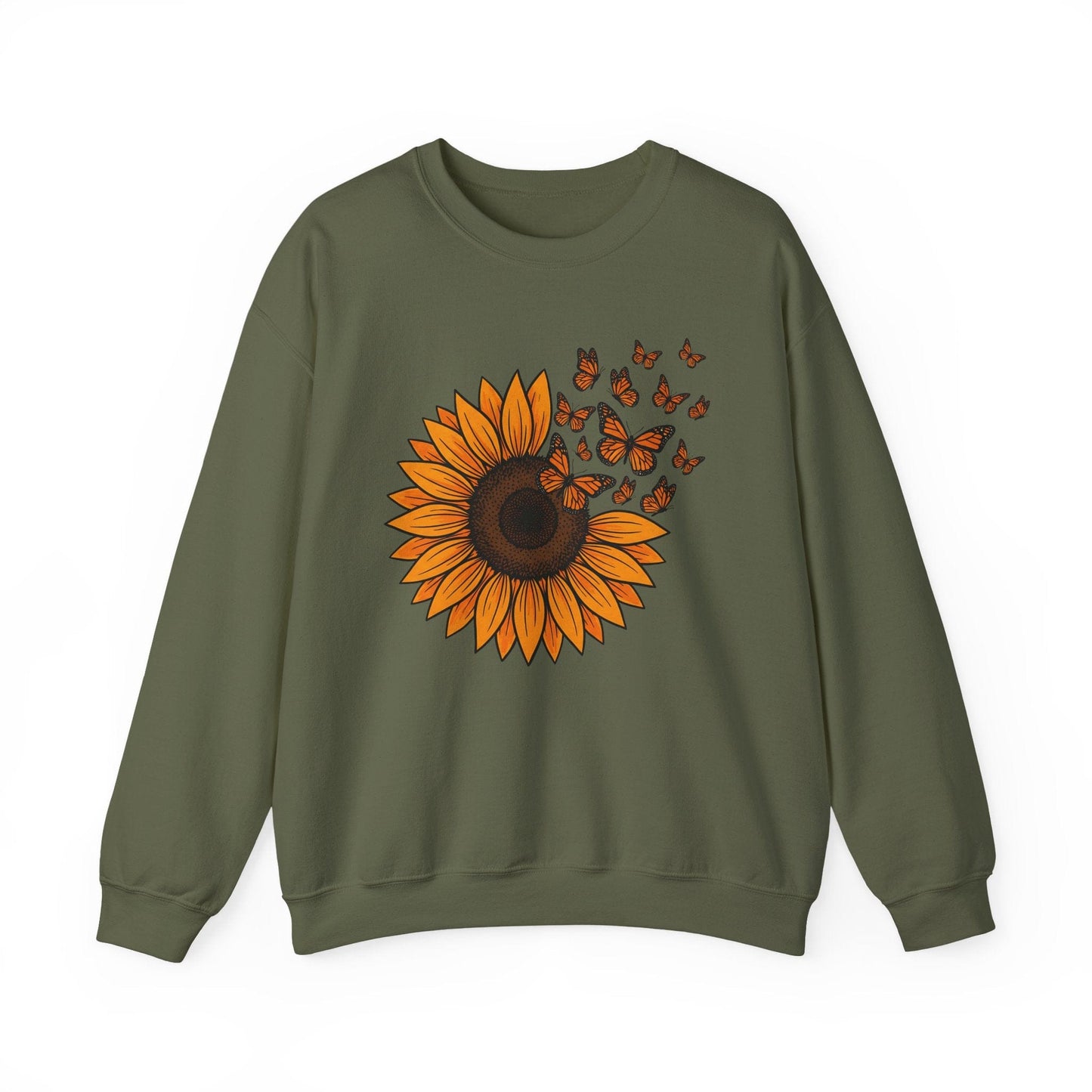Sunflower & Monarch Butterflies Shirt | Nature-Inspired Floral Sweatshirt