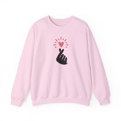 Mini Heart Gesture Shirt | Minimal Love Hand Heart Sweatshirt