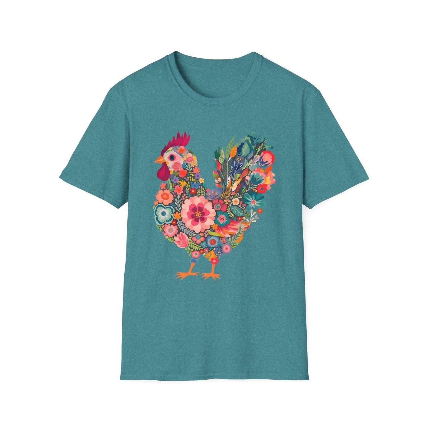 Floral Folk Hen t-shirt | Colorful Botanical Farmhouse Design