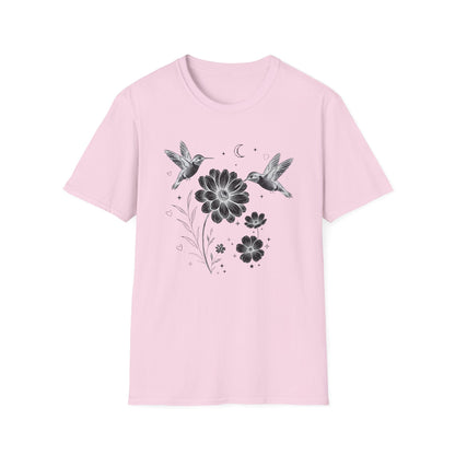 Hummingbird & Wildflower t-shirt | Minimal Botanical Nature Design