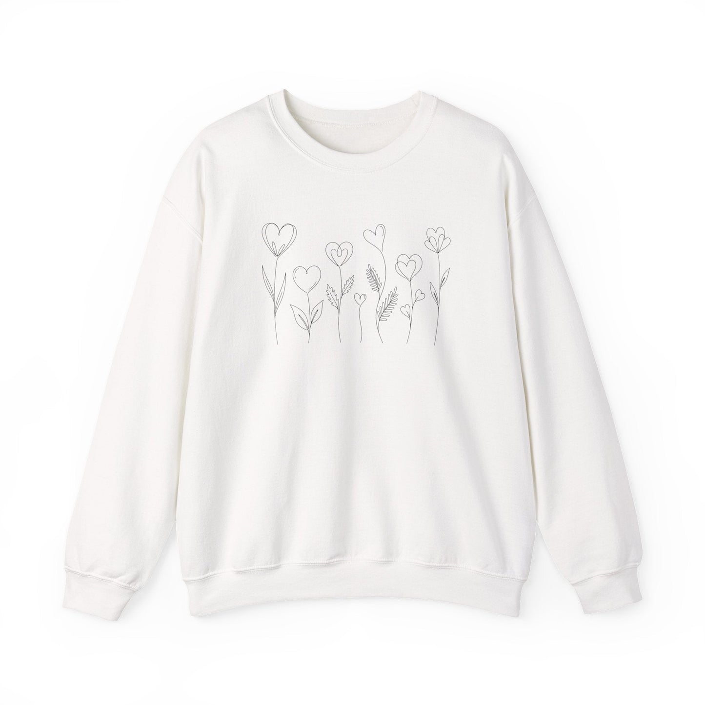 Delicate Heart Flower Valentine Shirt | Minimal Romantic Line Art Sweatshirt